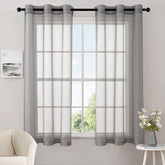 Elegant Lightweight Grommet Light Filtering Window Solid Color Sheer Curtains Grey 42Wx63L